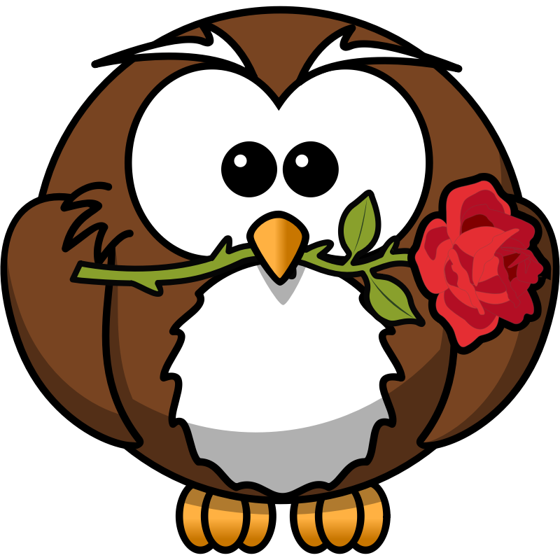 Clipart - Owl with rose