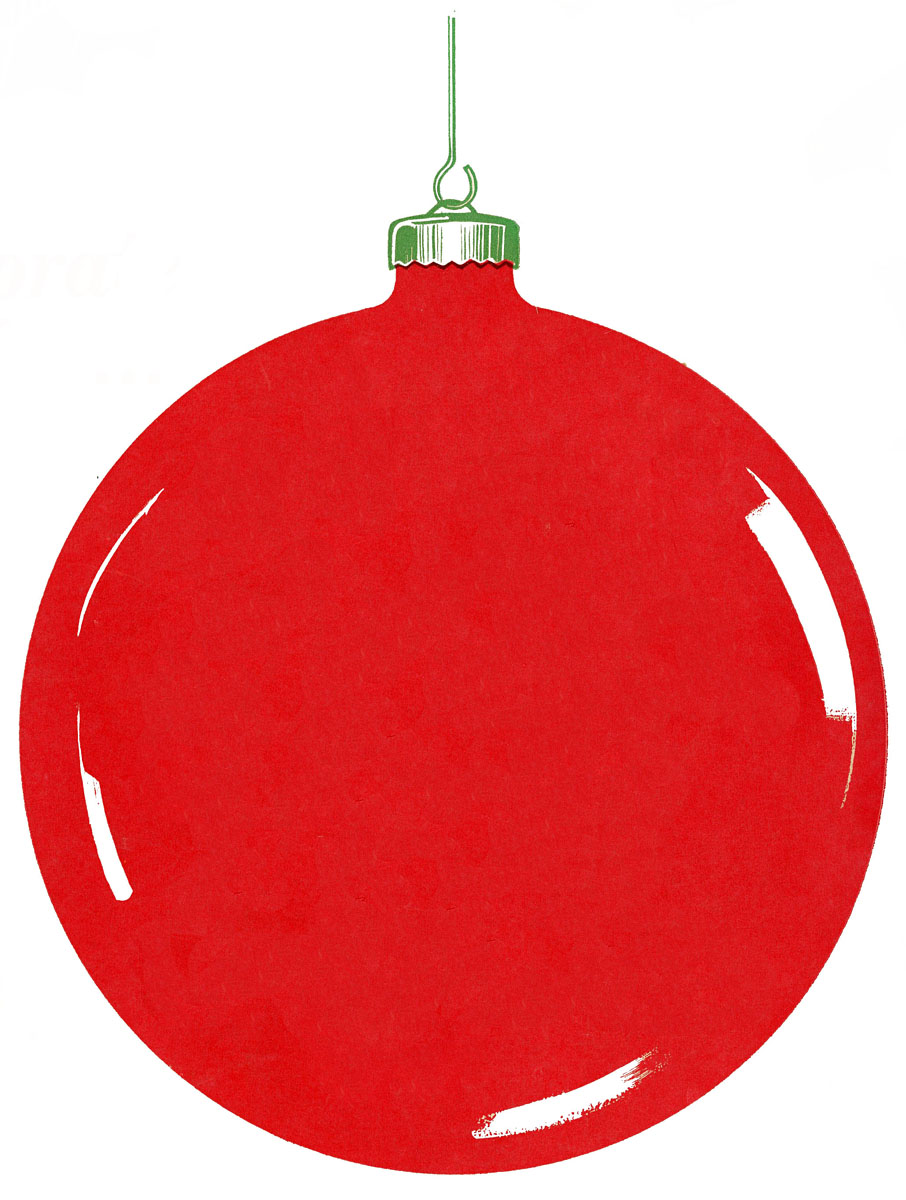 Vintage Retro Ornament Image - Red Ball Label - The Graphics Fairy