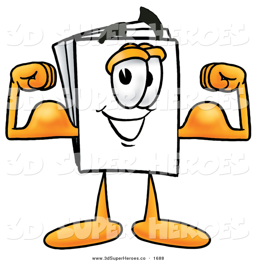 Illustration of a Strong White Paper Mascot Cartoon Character ...
