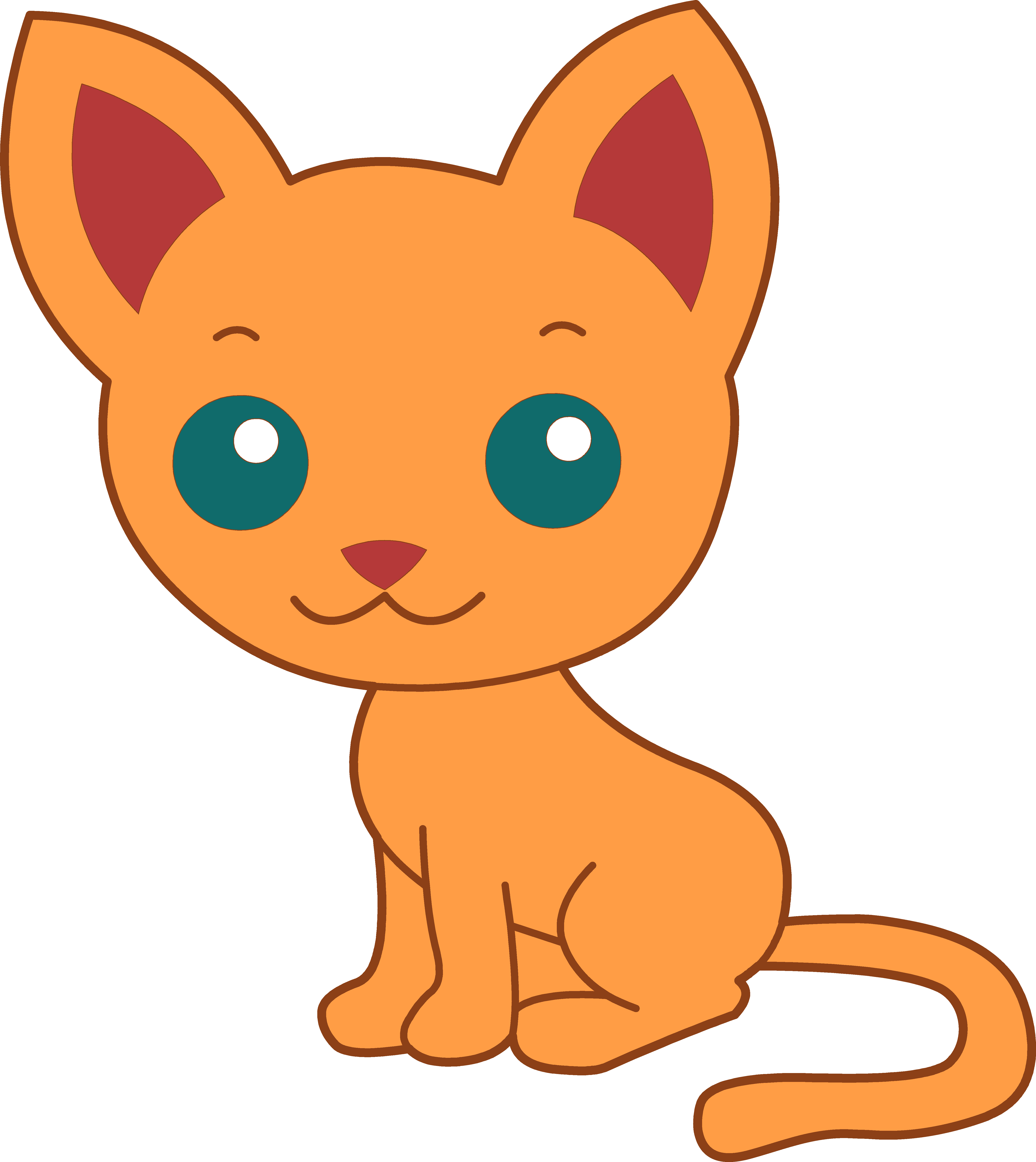 Cute Orange Kitty Cat - Free Clip Art