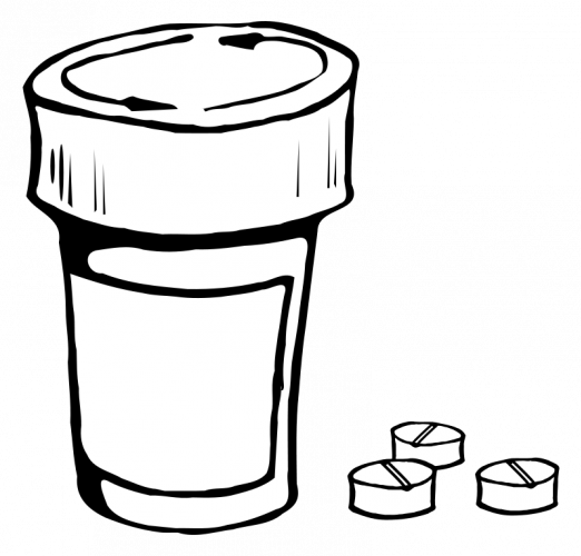 Vector clip art of pills and bottle | Public domain vectors