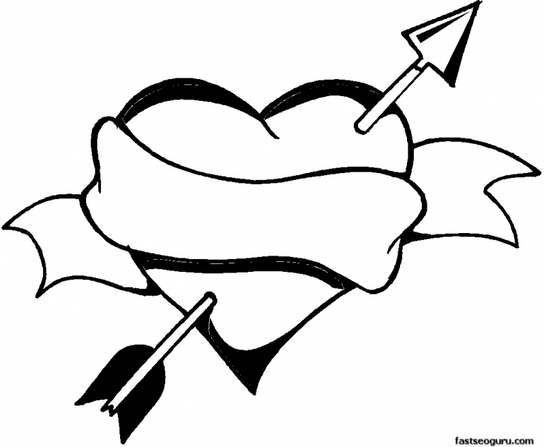 Hearts With Arrows Coloring Pages | Online Coloring Pages