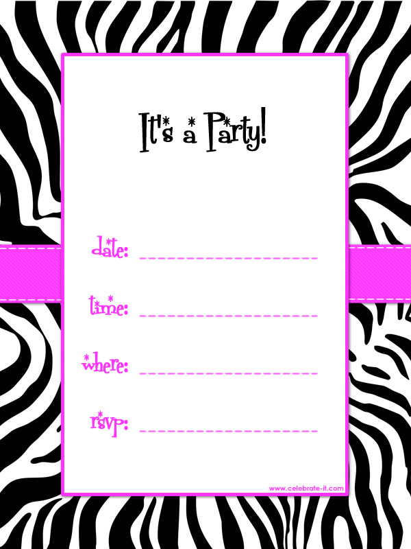 Zebra Print And Pink Fashion Birthday Invite Rfd D F B D B B Bc ...