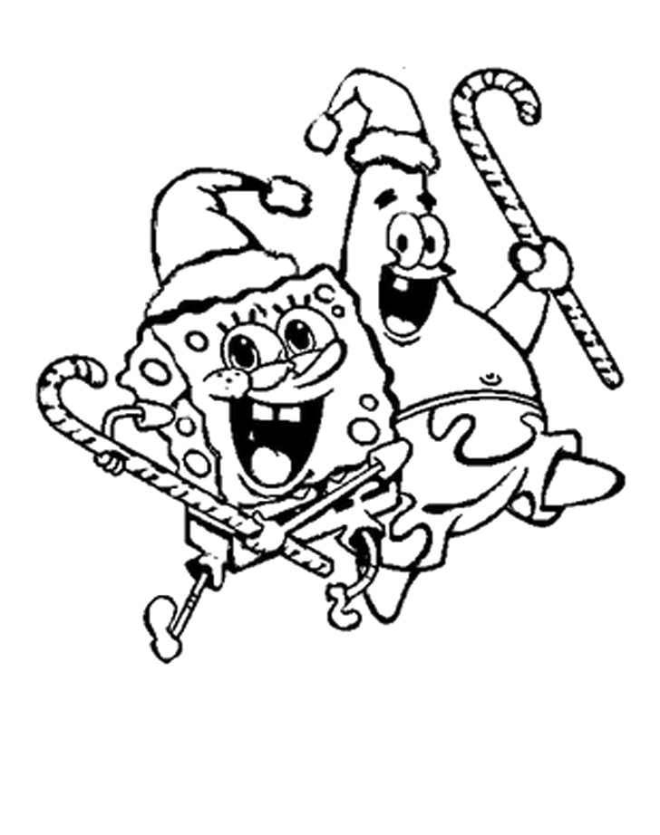 Spongebob High Jump With Delight Christmas Coloring Pages ...
