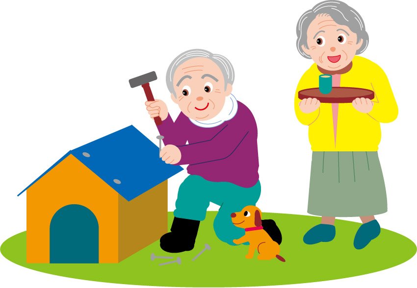 Cartoon dog house repair old couple Vector | Vector Images - Free ...