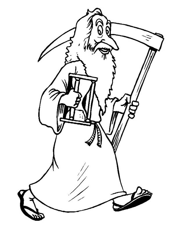 Father Time Getting Ready for End of Year Coloring Page - Free ...