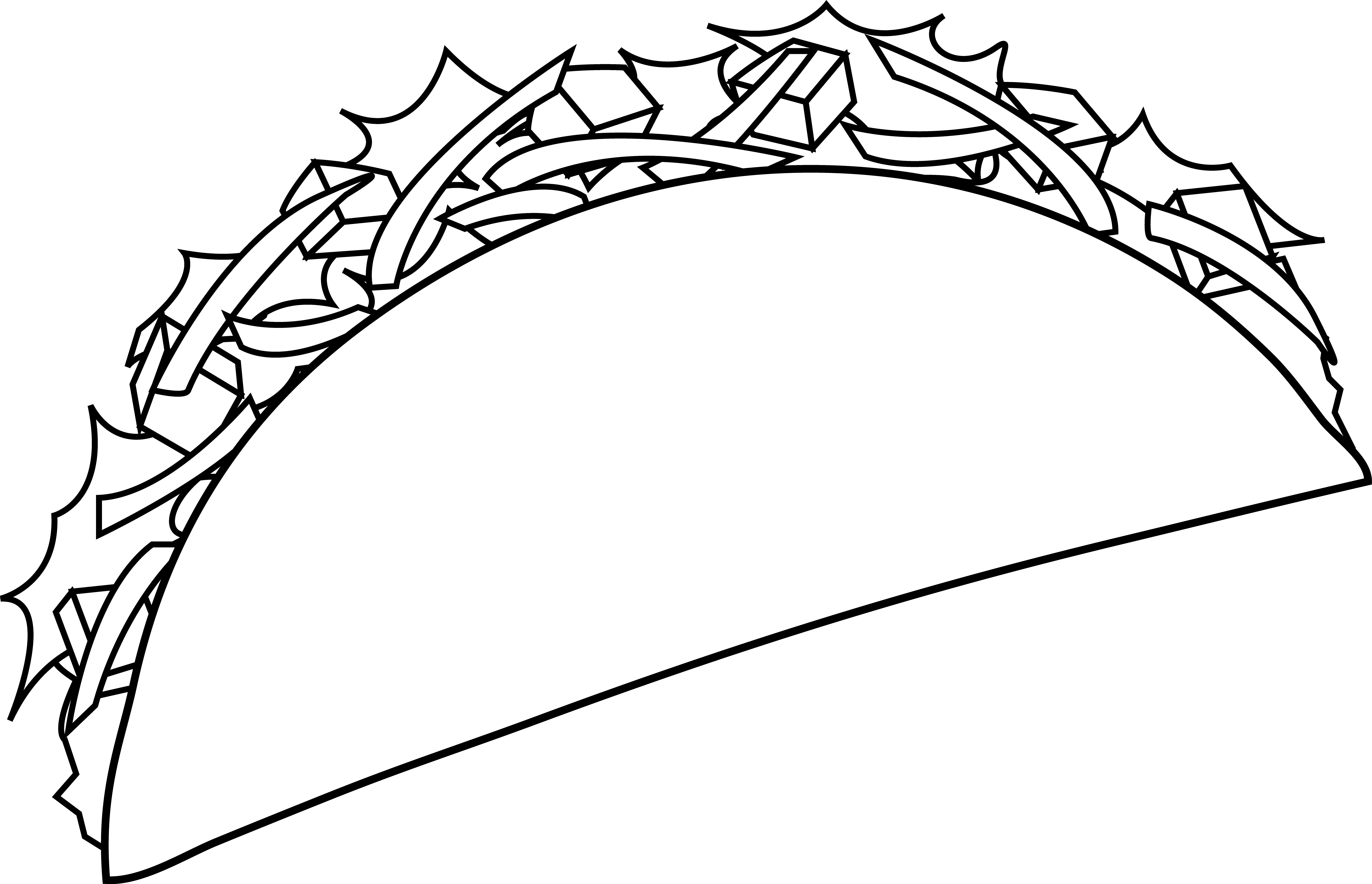 Colorable Taco Line Art - Free Clip Art