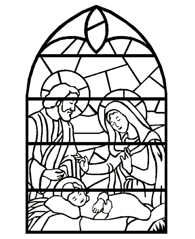 Bible Coloring Pages - Stained Glass Nativity Coloring Pages ...