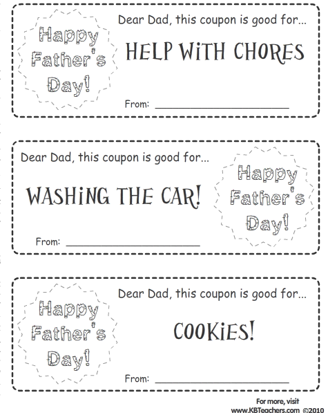 Tell'n It!: Father's Day Activities (printable coupons and 'letter ...
