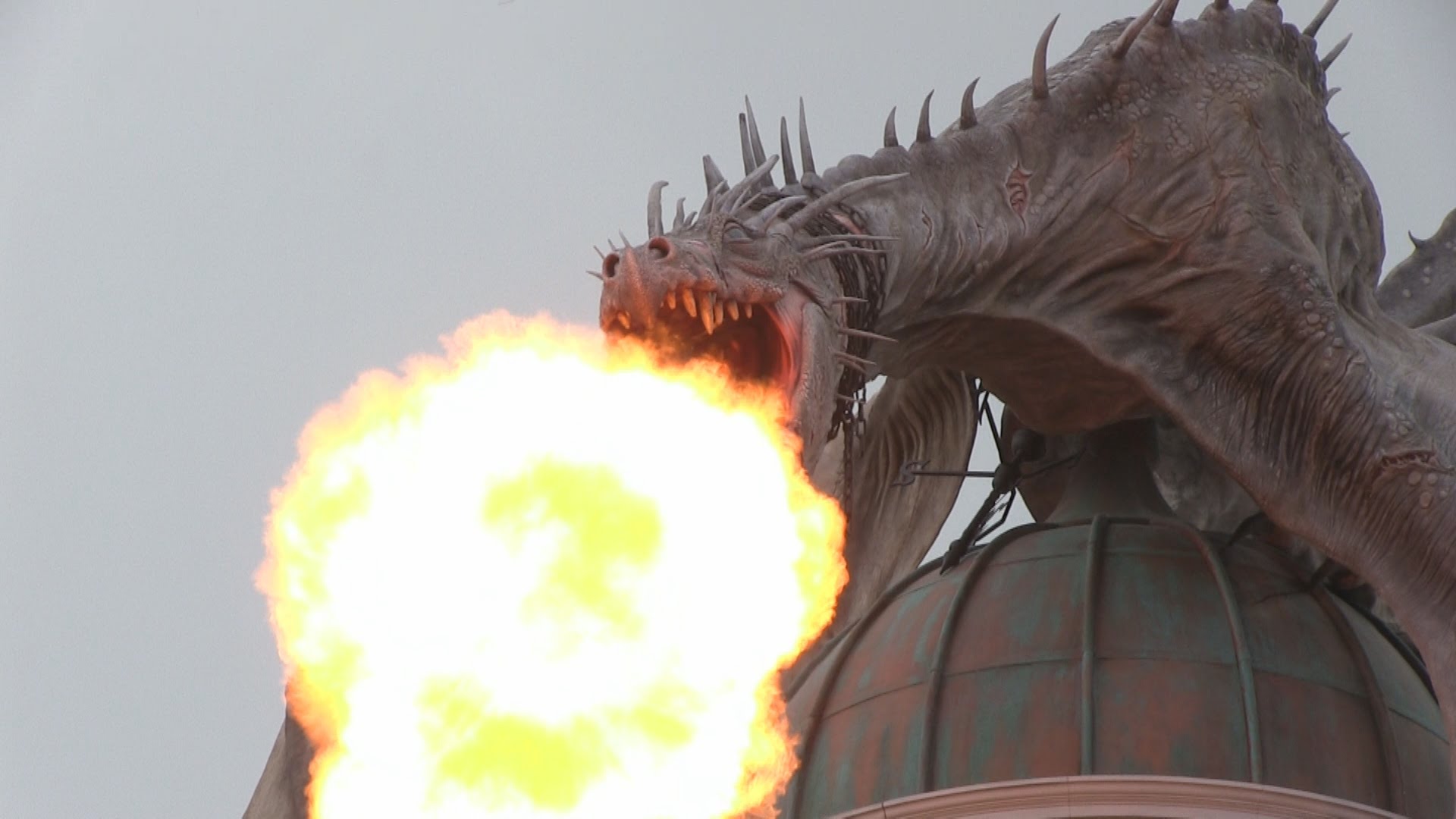 Fire breathing dragon atop Gringotts stuns crowd inside Diagon ...
