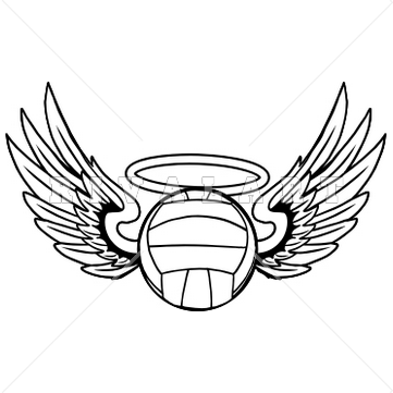 Mascot Clipart Image of A Volleyball With Angels Wings And A Halo ...