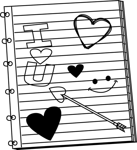 Black and White Valentine's Day Notebook Scribbles Clip Art ...