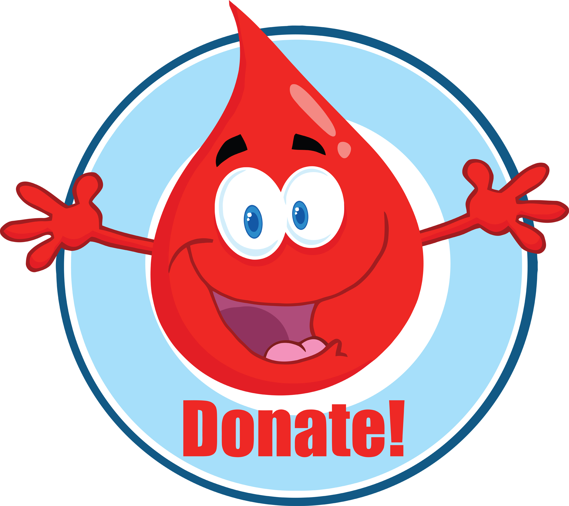 Happy Red Blood Drop Holding A Banner Clipart - Free Clip Art Images