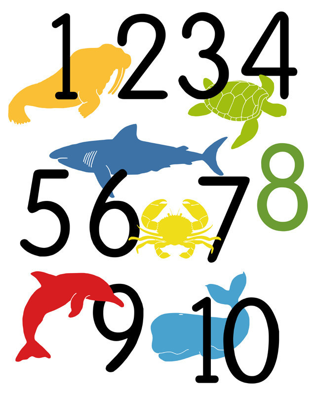 nursery art, ocean animal number poster, sea life | Art for ...