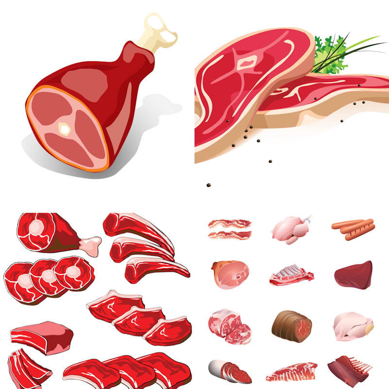 Set Of Vector Meat Cuts Illustrations With Different Kind For ...