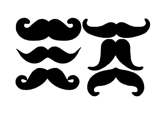 Moustache Mustache Set of 6 Silhouette APPLIQUE. by DChaseDesigns