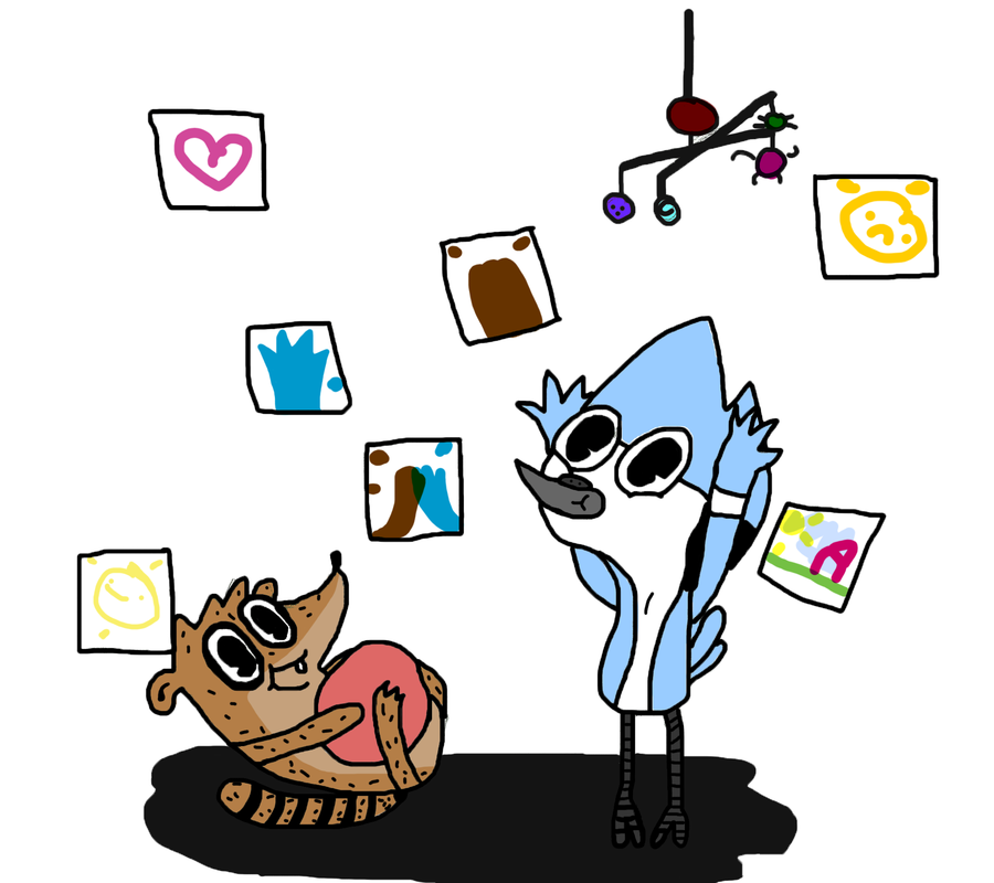 Mordecai and Rigby baby by nada1ai on deviantART
