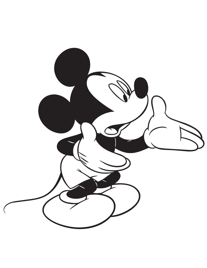Mickey Mouse Looking Shocked Coloring Page | Free Printable ...