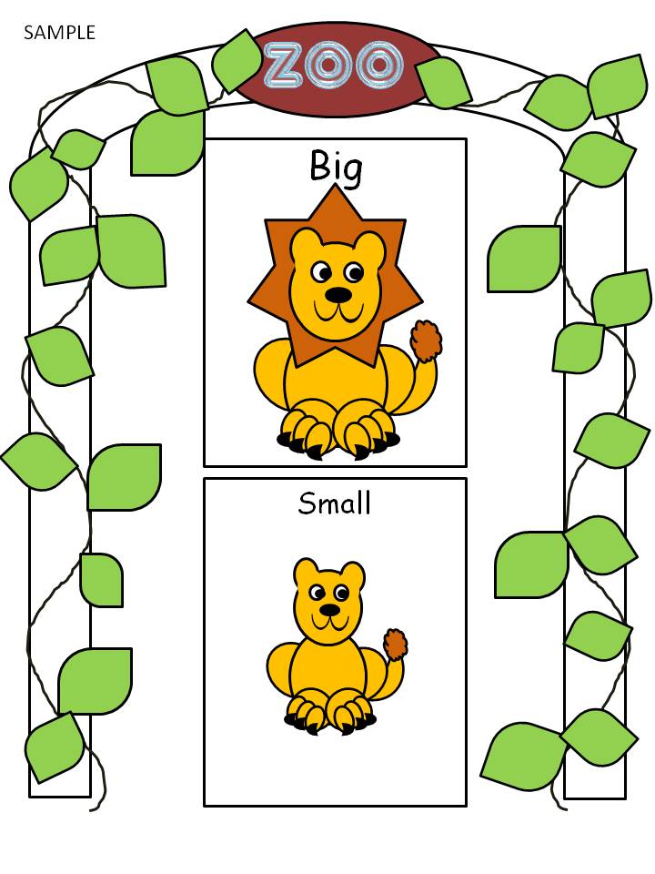 Zoo Animal Big and Small File Folder Fun | Games & Activities for ...