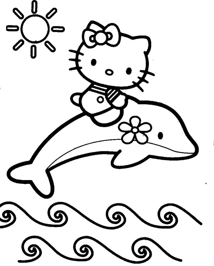 Hello Kitty With Dolphins Coloring Page | Dolphins | Pinterest