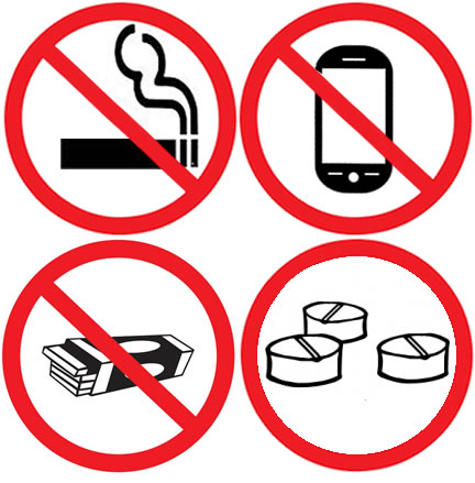 No smoking, no phones, no chewing gum, but you can take a Class B drug