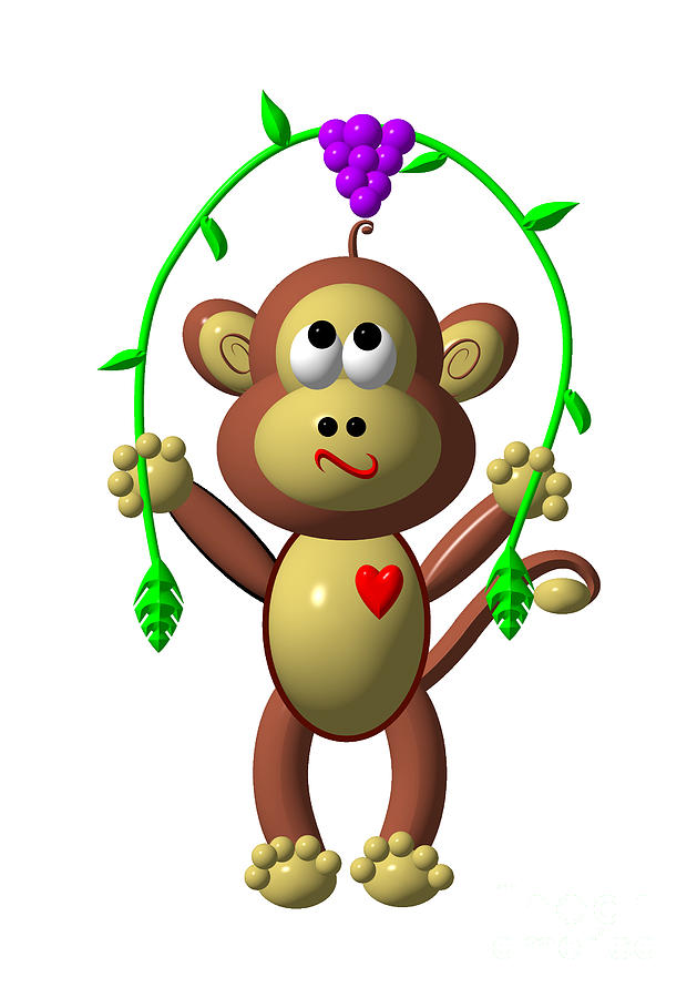 Cute Monkey Jumping Rope by Rose Santuci-Sofranko - Cute Monkey ...