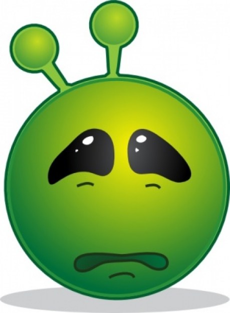 Smiley Green Alien Sad clip art Vector | Free Download