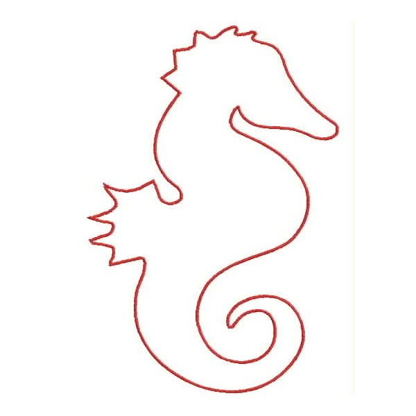 Outline Red Sea Horse Embroidery Designs Freebie