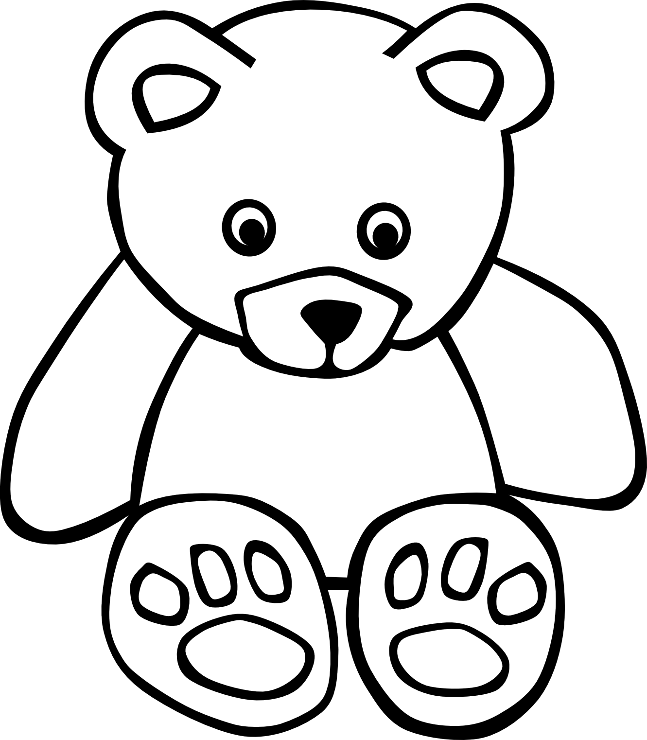 Cartoon Teddy Bears Black And White - ClipArt Best