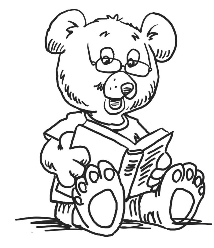 Bear Reading Book Kindergarten Coloring Pages - Kindergarten Day ...