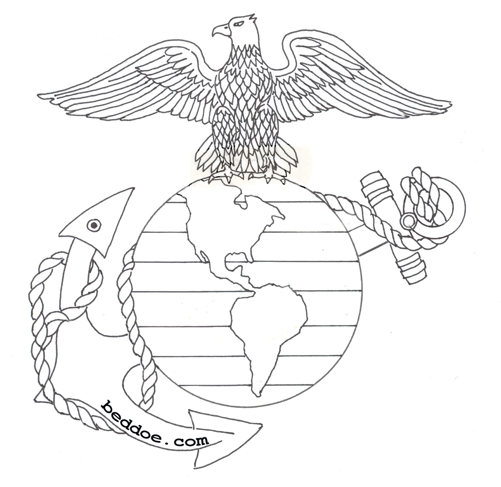 USMC Tattoo - EGA STENCIL: Eagle Globe & Anchor LINE ART