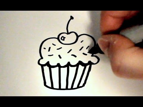 How to Draw a Cartoon Cupcake v2 - YouTube