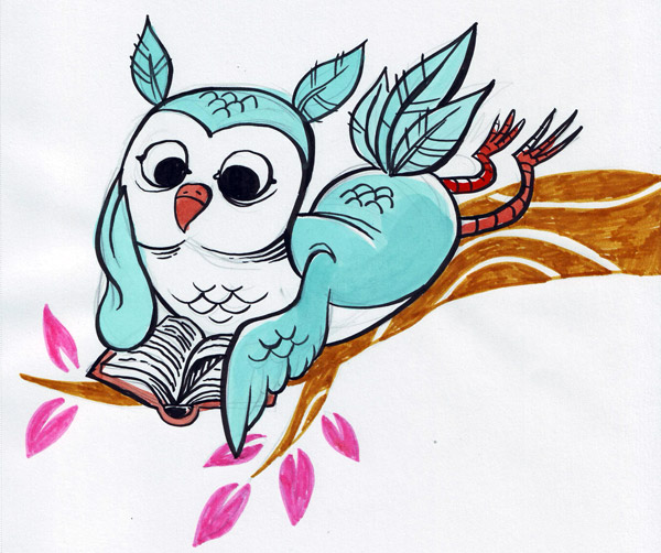 Reading Owl 2 by MelDraws on DeviantArt