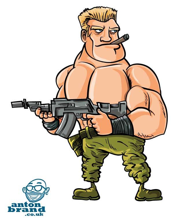 Jan 7 A muscle bound soldier Arnie style | Anton Brand Cartoon Pic ...
