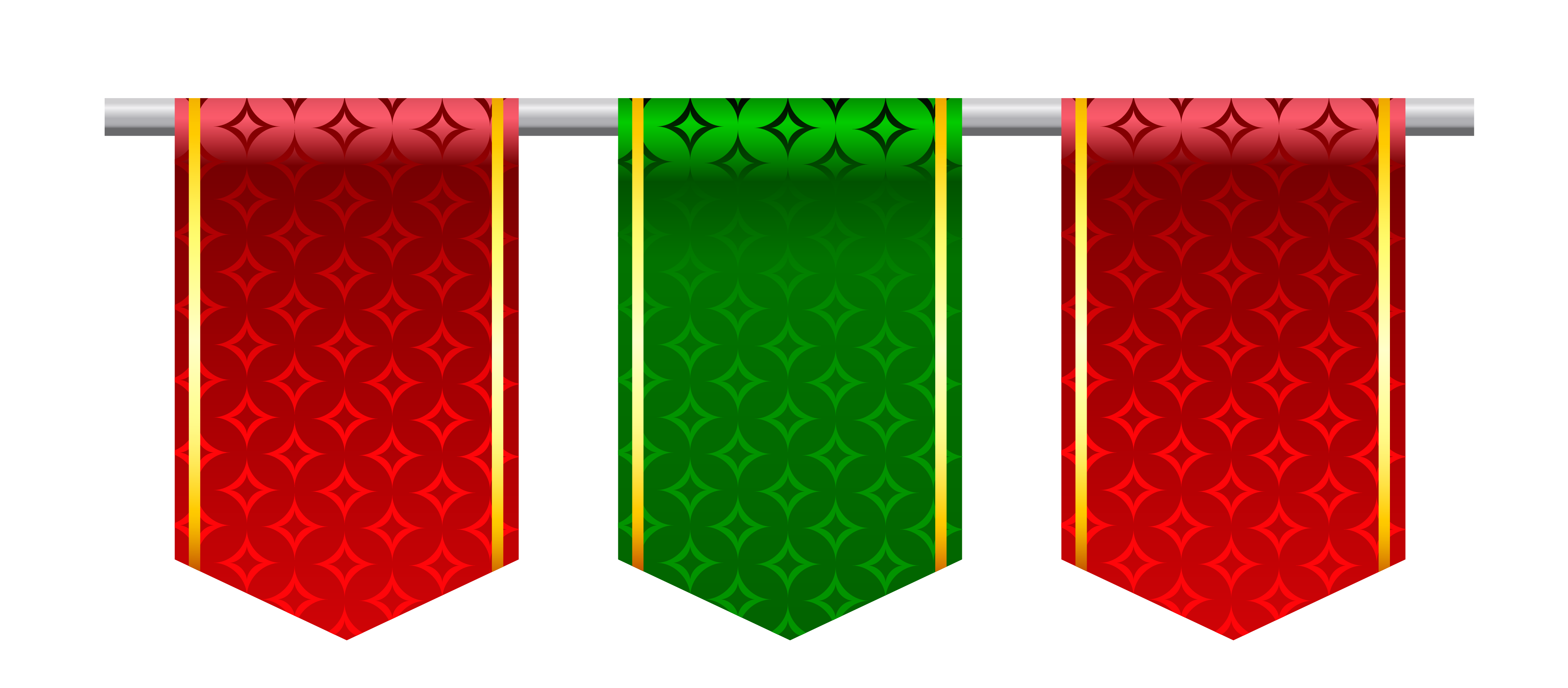 Red and Green Banner Flags PNG Clipart