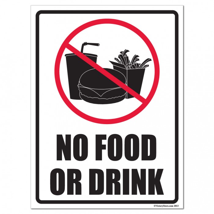 No Drinking, No Eating, No Food or Drink Signs & Stickers