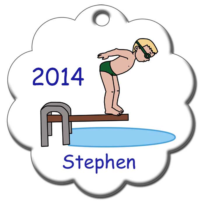 Personalized Swimming Christmas Ornament - Boy