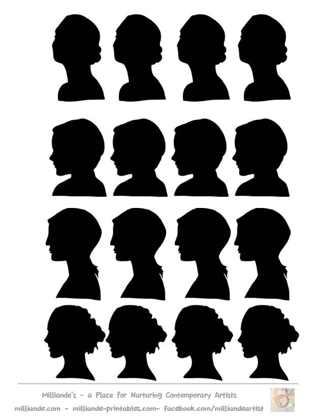 Female Faces Silhouette Stencil,Face Silhouette Collection of ...