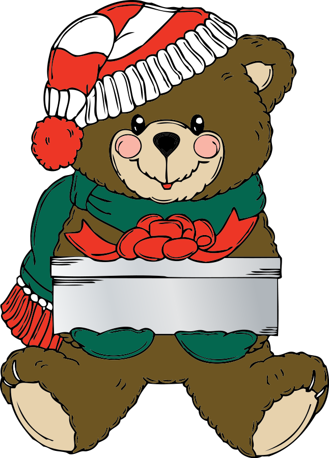 Christmas Bear wih present Clipart, vector clip art online ...