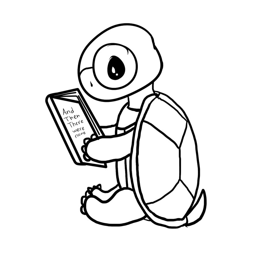 Kurtis the Turtle Reading -line- by PikaAly on deviantART