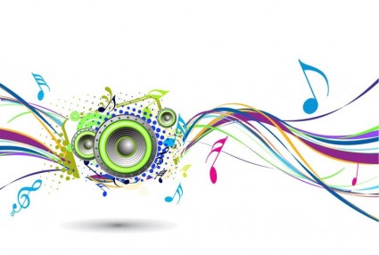 Abstract Rainbow Wave with Music Node Background Vector abstract ...