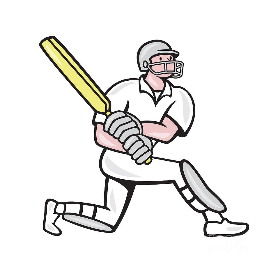 Cricket Player Batsman Batting Kneel Cartoon by Aloysius ...