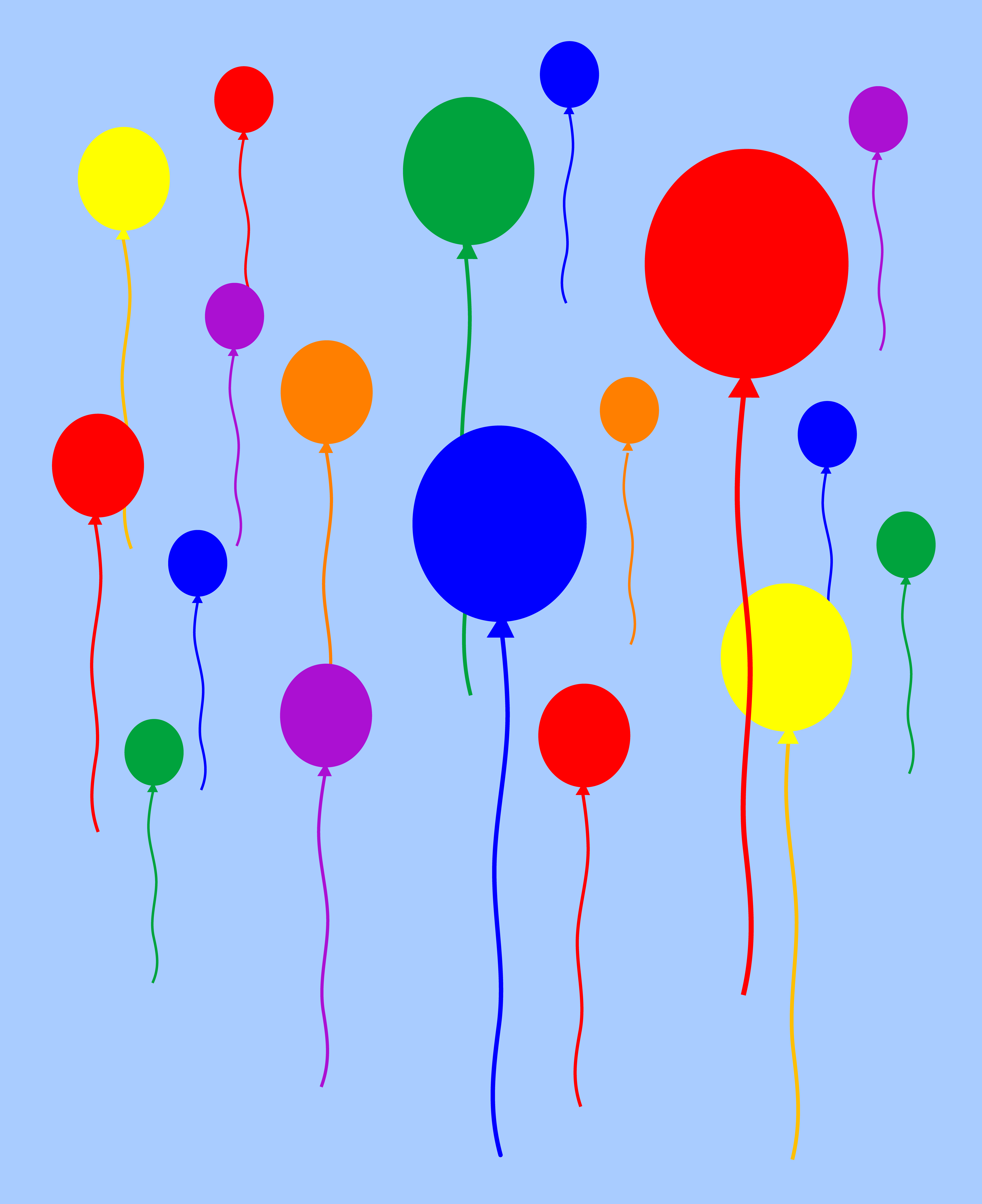 Rainbow Balloons Flying in Sky - Free Clip Art