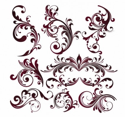Swirl floral decorative elements vector graphic set Free vector ...