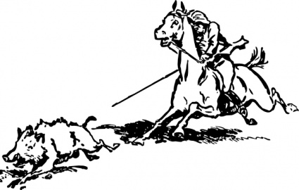 Boar Hunt Cowboy Horse clip art - Download free Other vectors