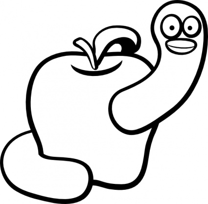 Lineart-apple-worm clip art - Download free Animal vectors