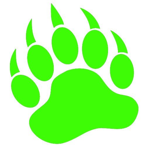 GRIZZLY BEAR PAW PRINT 3.5" LIME GREEN Vinyl Decal ... - ClipArt ...
