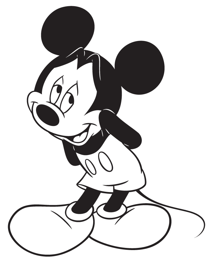 Shy Mickey Mouse Blushing Coloring Page | HM Coloring Pages