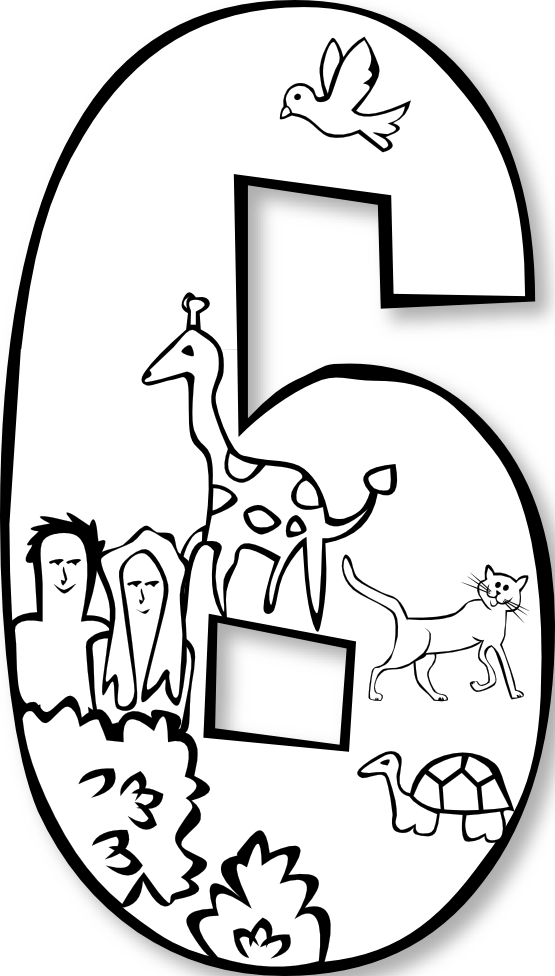 clipartist.net » Clip Art » creation day 6 number ge 1 black white ...