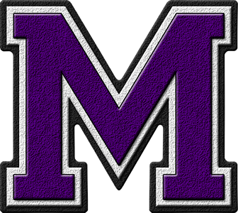 Presentation Alphabets: Purple Varsity Letter M